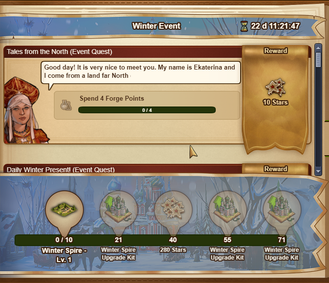 forge of empires winter event does the color of the wrapped